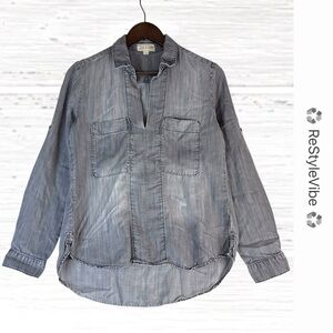 CLOTH & STONE Women’s Size S Top Shirt Blouse Long Sleeve V Neck Anthropologie